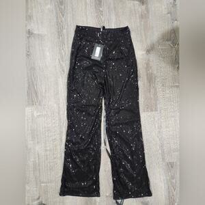 Nwt Prettylittlething All around Sequin Wide-Leg Pants sz 6